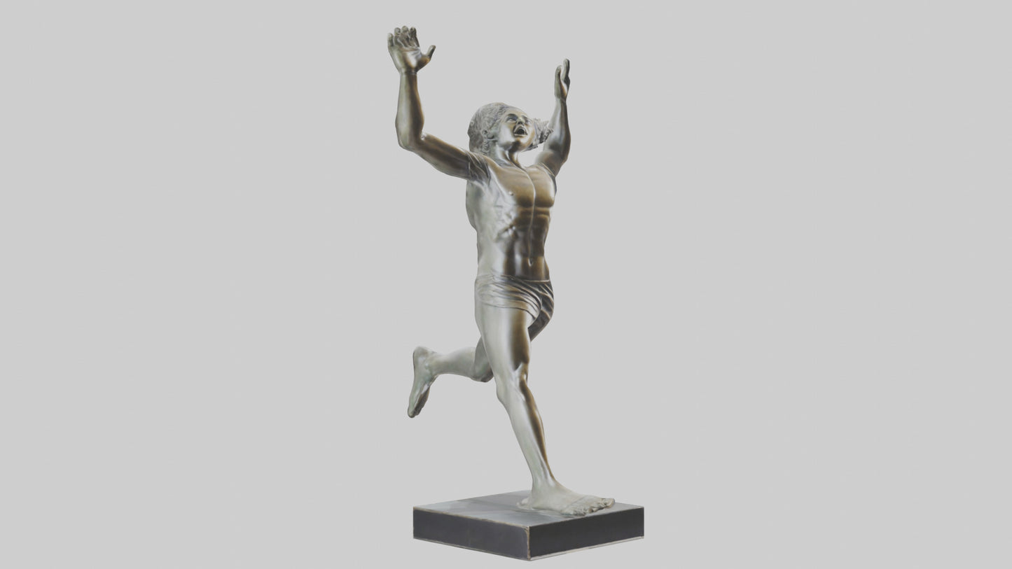 3D model Runner with Arms Raised statue model VR / AR / low-poly