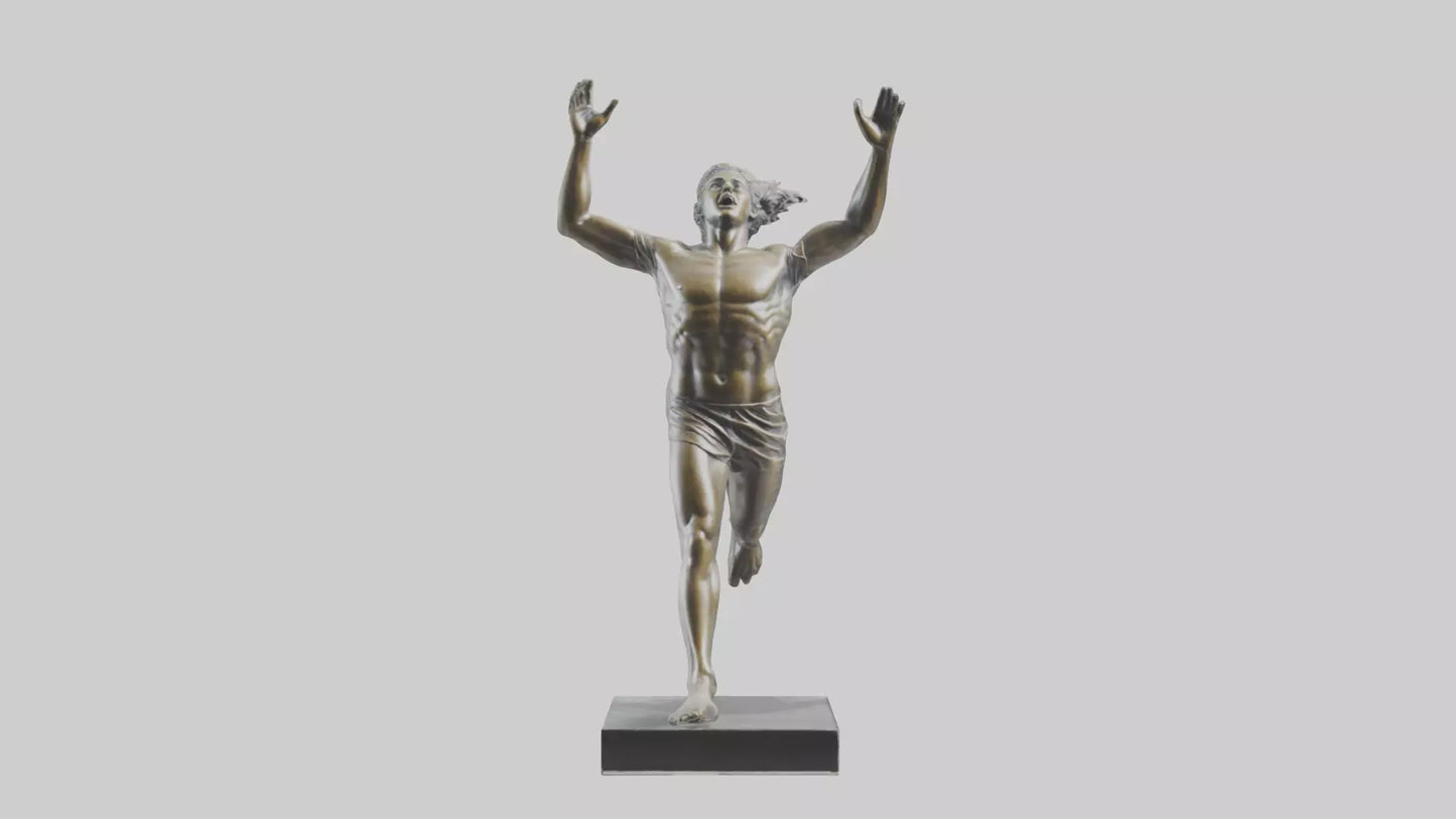 3D model Runner with Arms Raised statue model VR / AR / low-poly