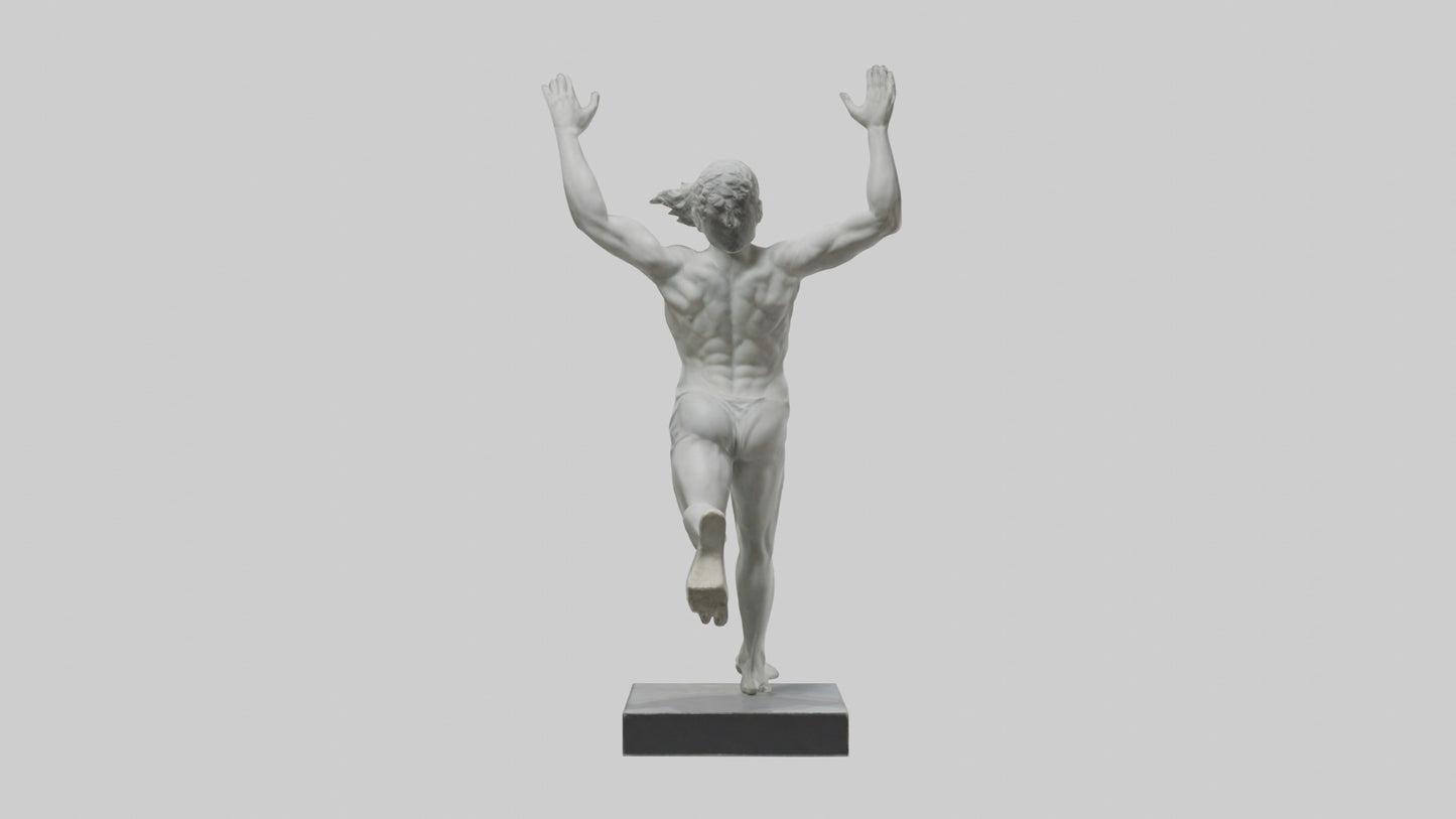 3D model Runner with Arms Raised statue model VR / AR / low-poly