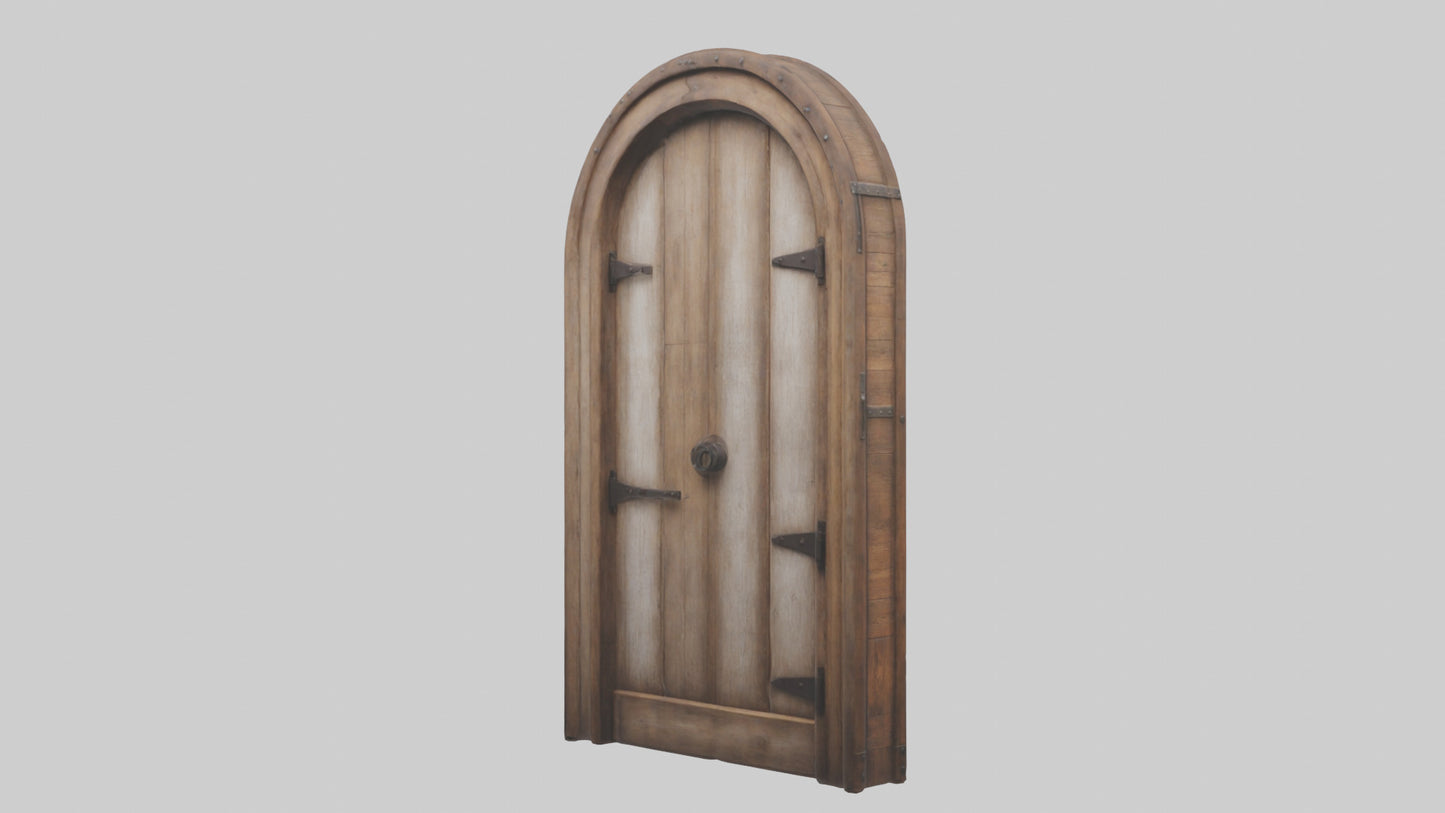 Rustic wooden door model VR / AR / low-poly
