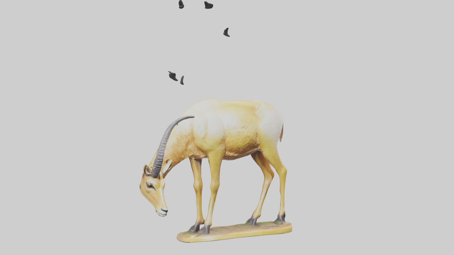 3D model Saiga Antelope statue model VR / AR / low-poly