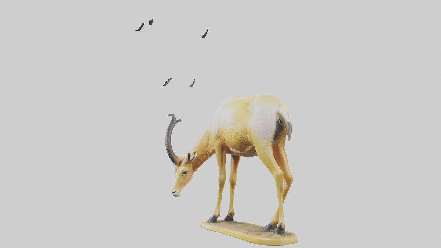 3D model Saiga Antelope statue model VR / AR / low-poly