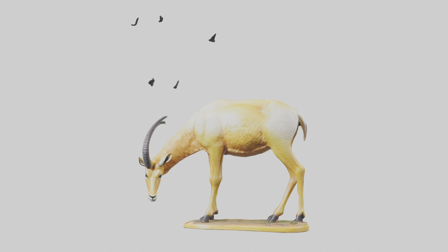3D model Saiga Antelope statue model VR / AR / low-poly