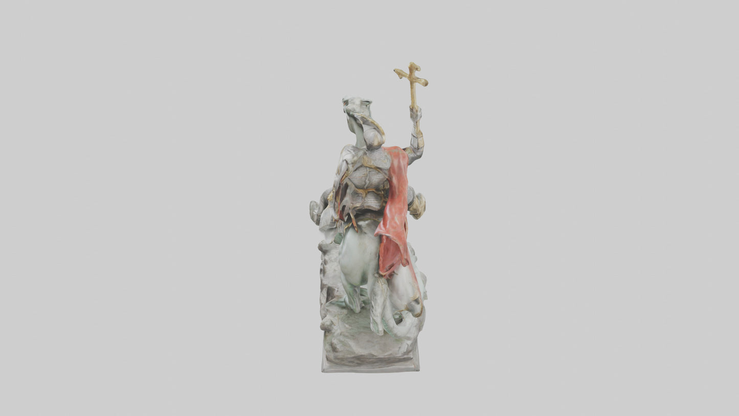 3D model Saint George and the Dragon statue model VR / AR / low-poly