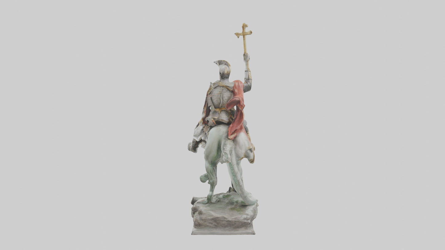 3D model Saint George and the Dragon statue model VR / AR / low-poly