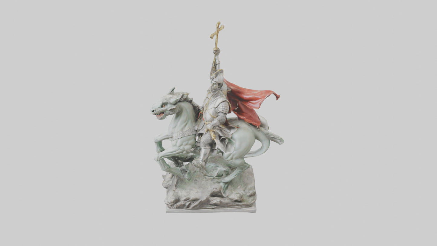 3D model Saint George and the Dragon statue model VR / AR / low-poly