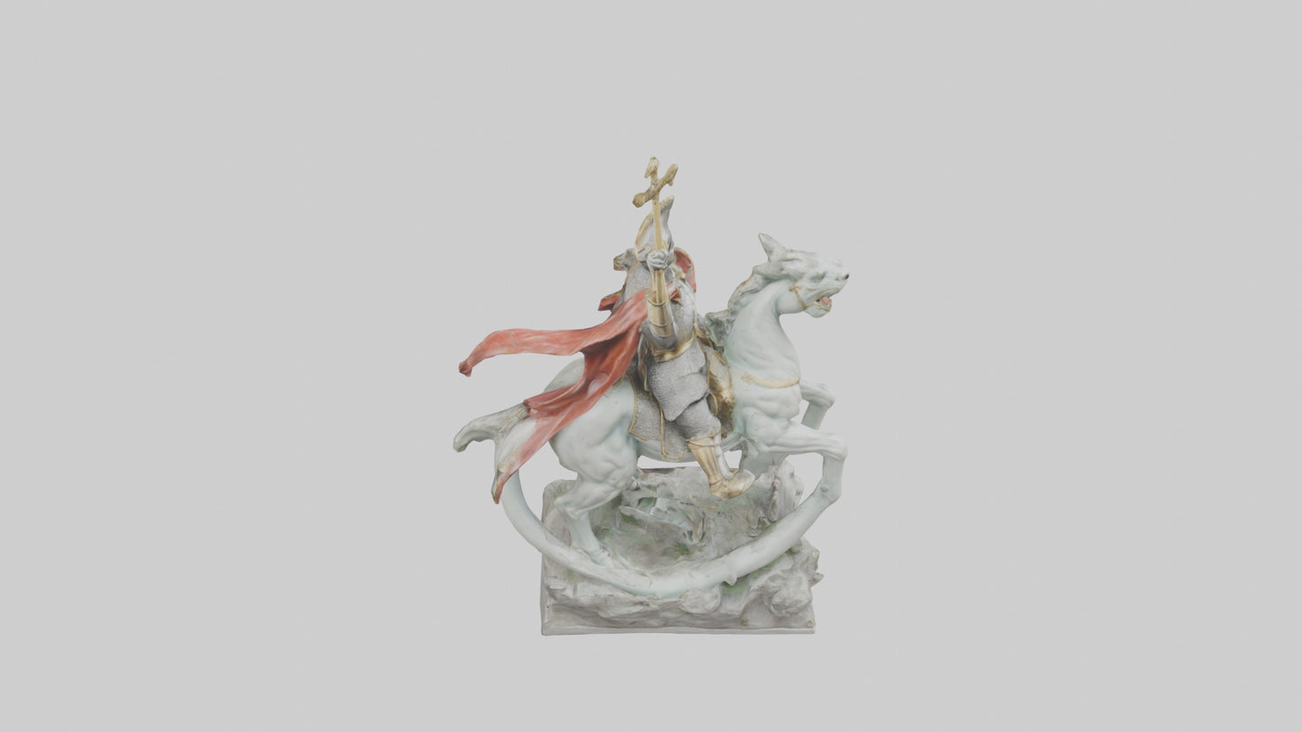 3D model Saint George and the Dragon statue model VR / AR / low-poly