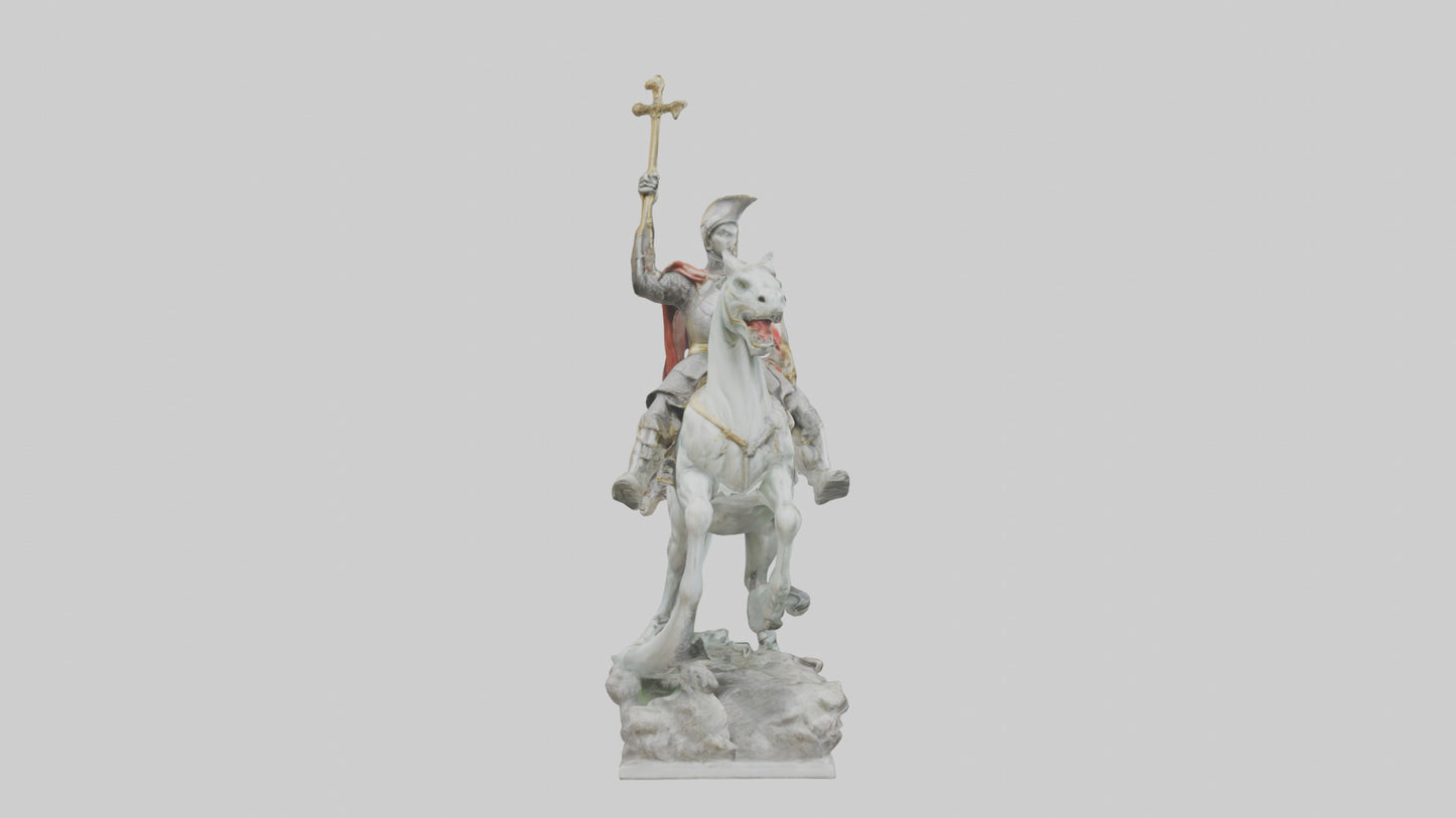 3D model Saint George and the Dragon statue model VR / AR / low-poly