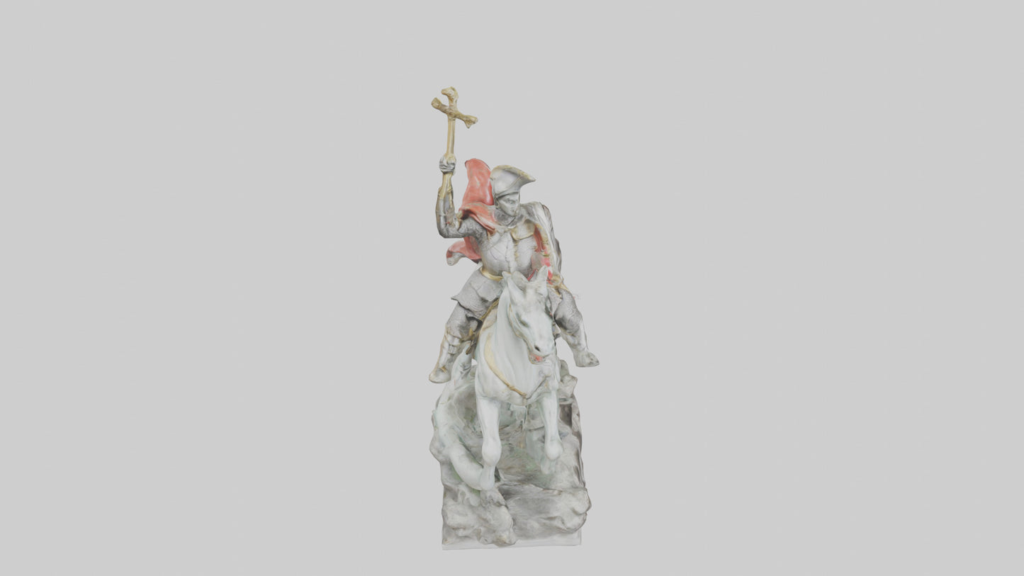 3D model Saint George and the Dragon statue model VR / AR / low-poly