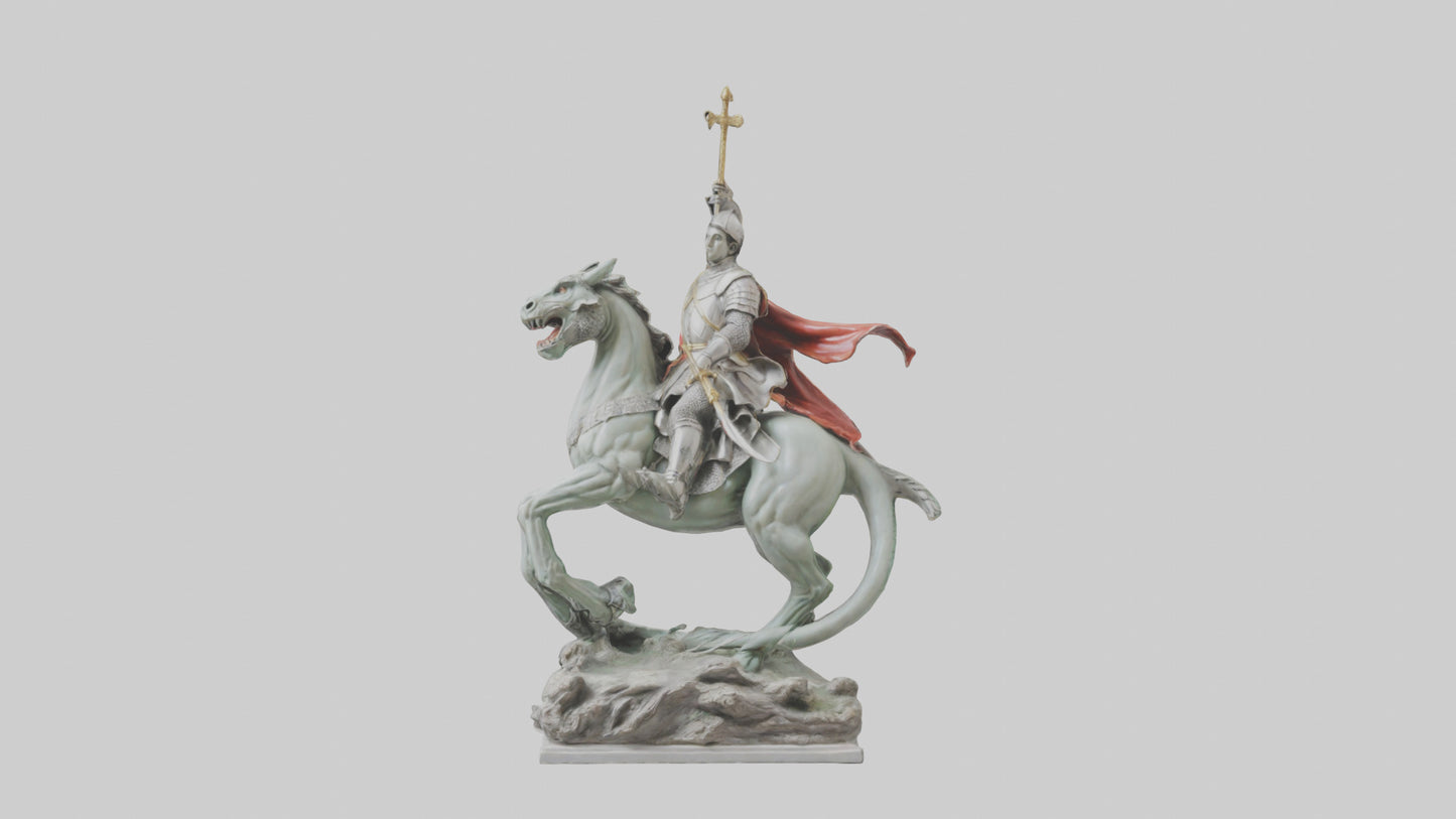 3D model Saint George and the Dragon statue model VR / AR / low-poly