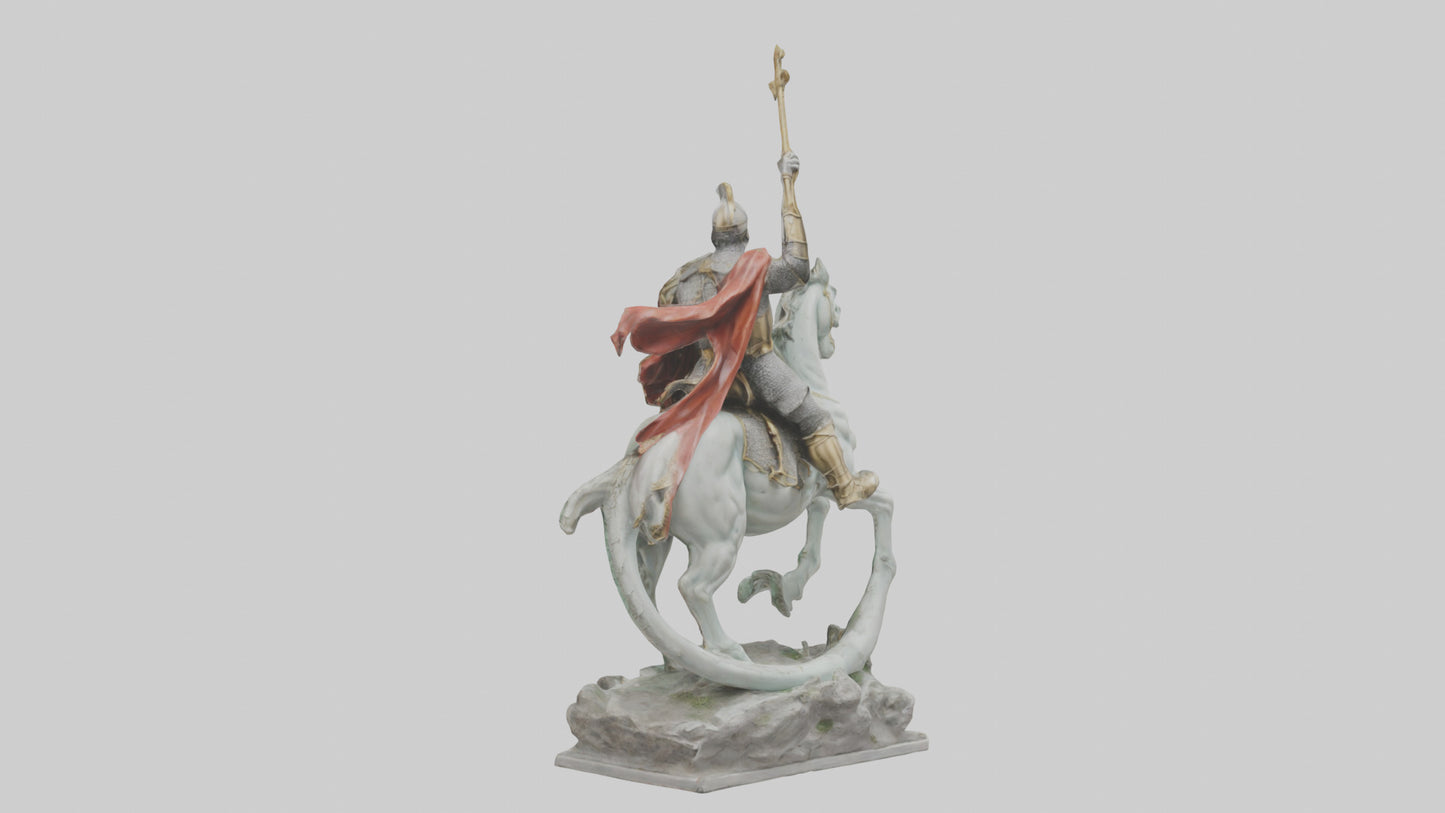 3D model Saint George and the Dragon statue model VR / AR / low-poly