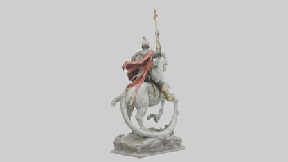 3D model Saint George and the Dragon statue model VR / AR / low-poly