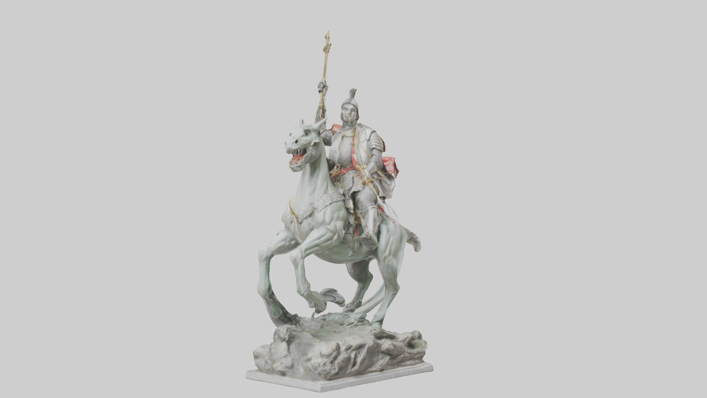 3D model Saint George and the Dragon statue model VR / AR / low-poly