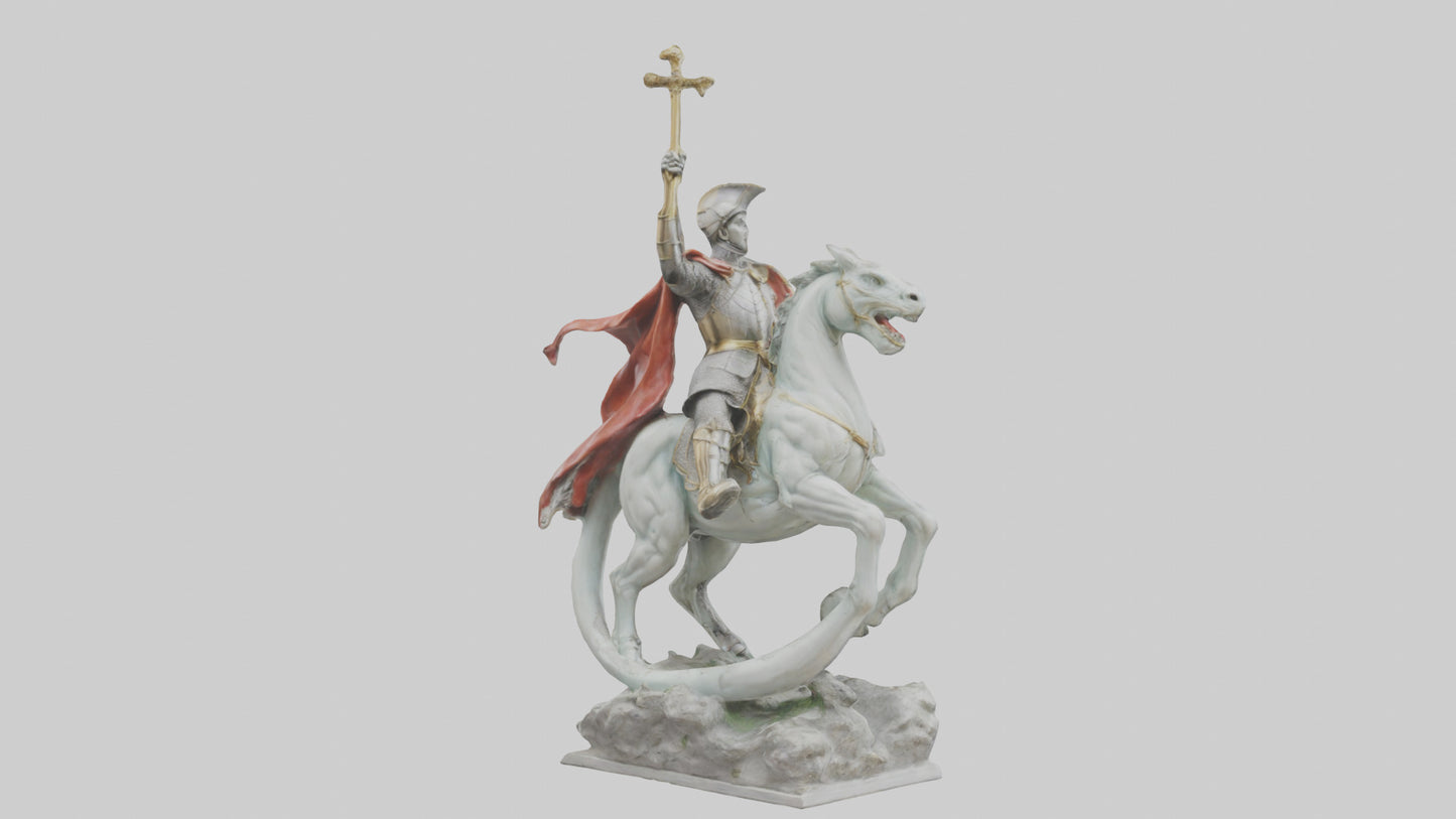 3D model Saint George and the Dragon statue model VR / AR / low-poly