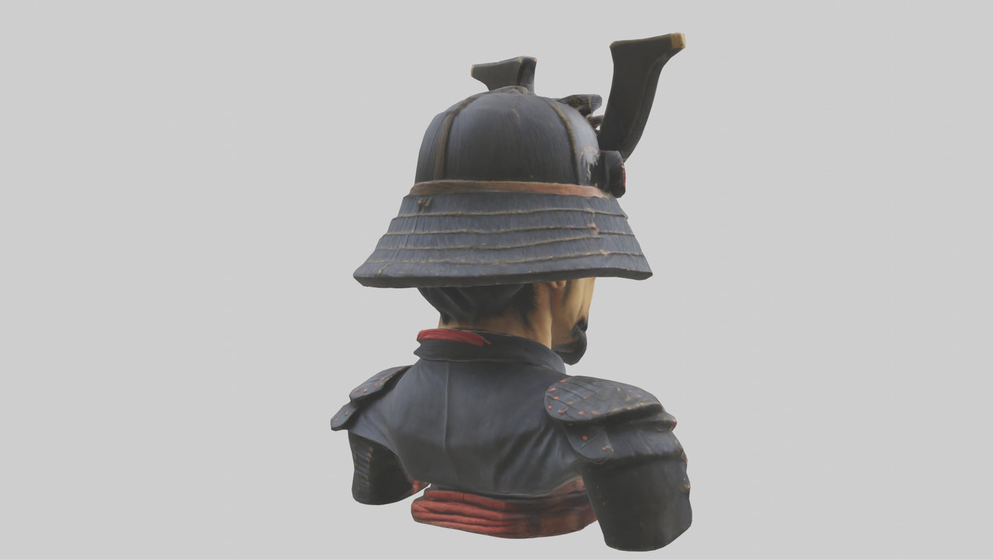 3D model Samurai warrior bust model VR / AR / low-poly