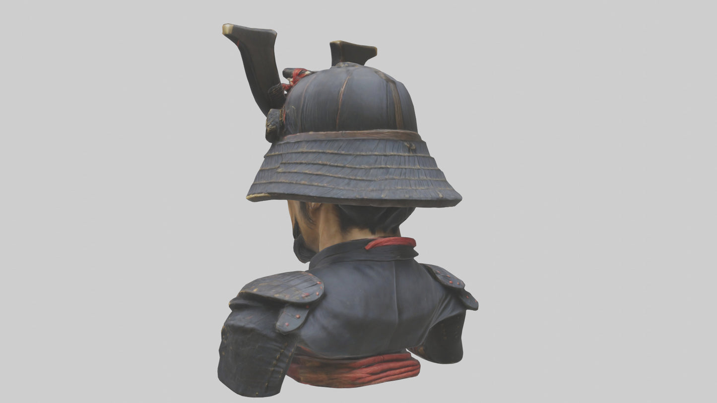3D model Samurai warrior bust model VR / AR / low-poly