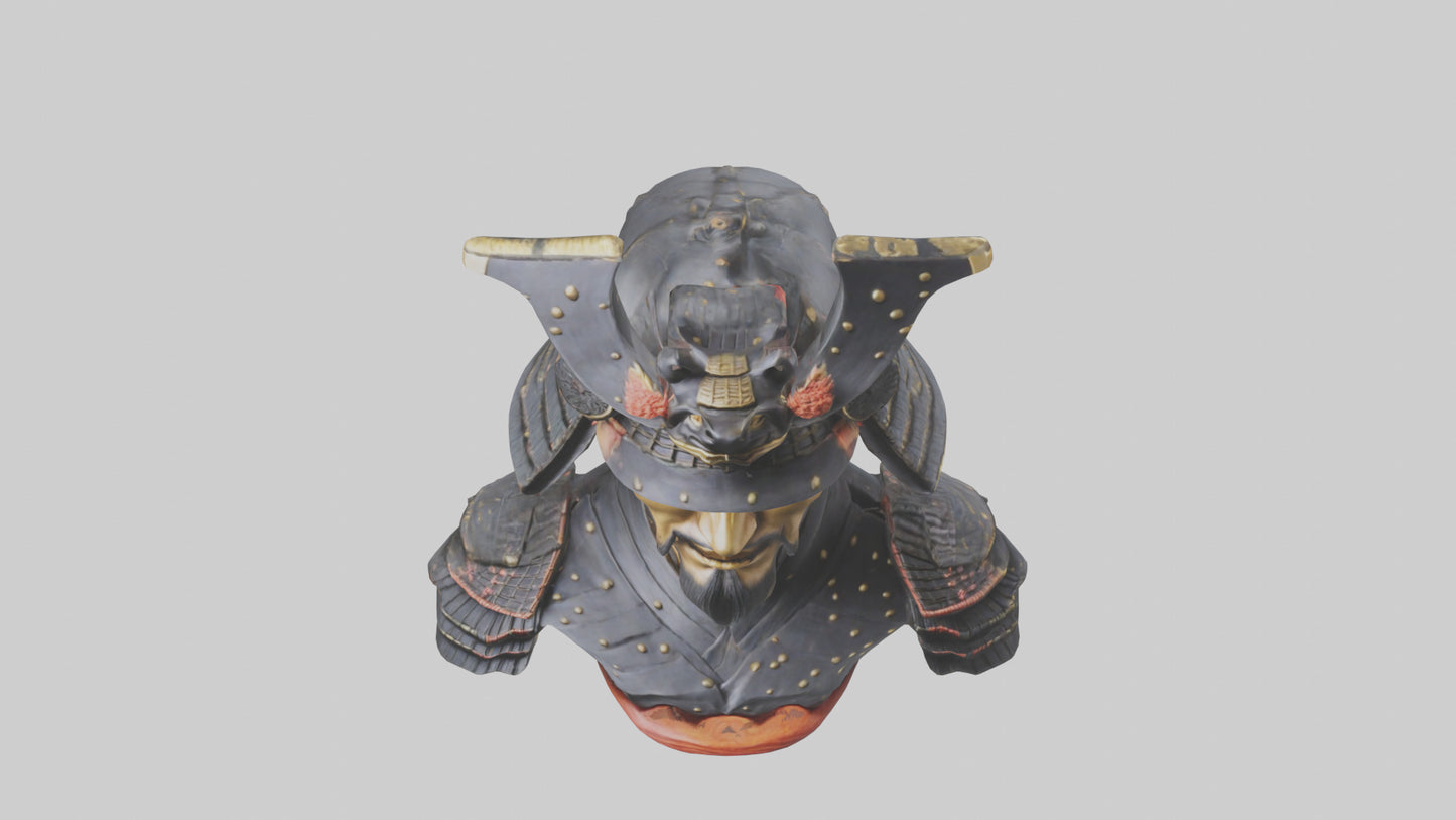 3D model Samurai warrior bust model VR / AR / low-poly