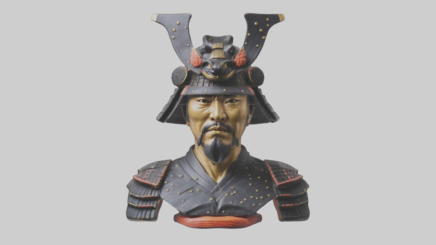 3D model Samurai warrior bust model VR / AR / low-poly
