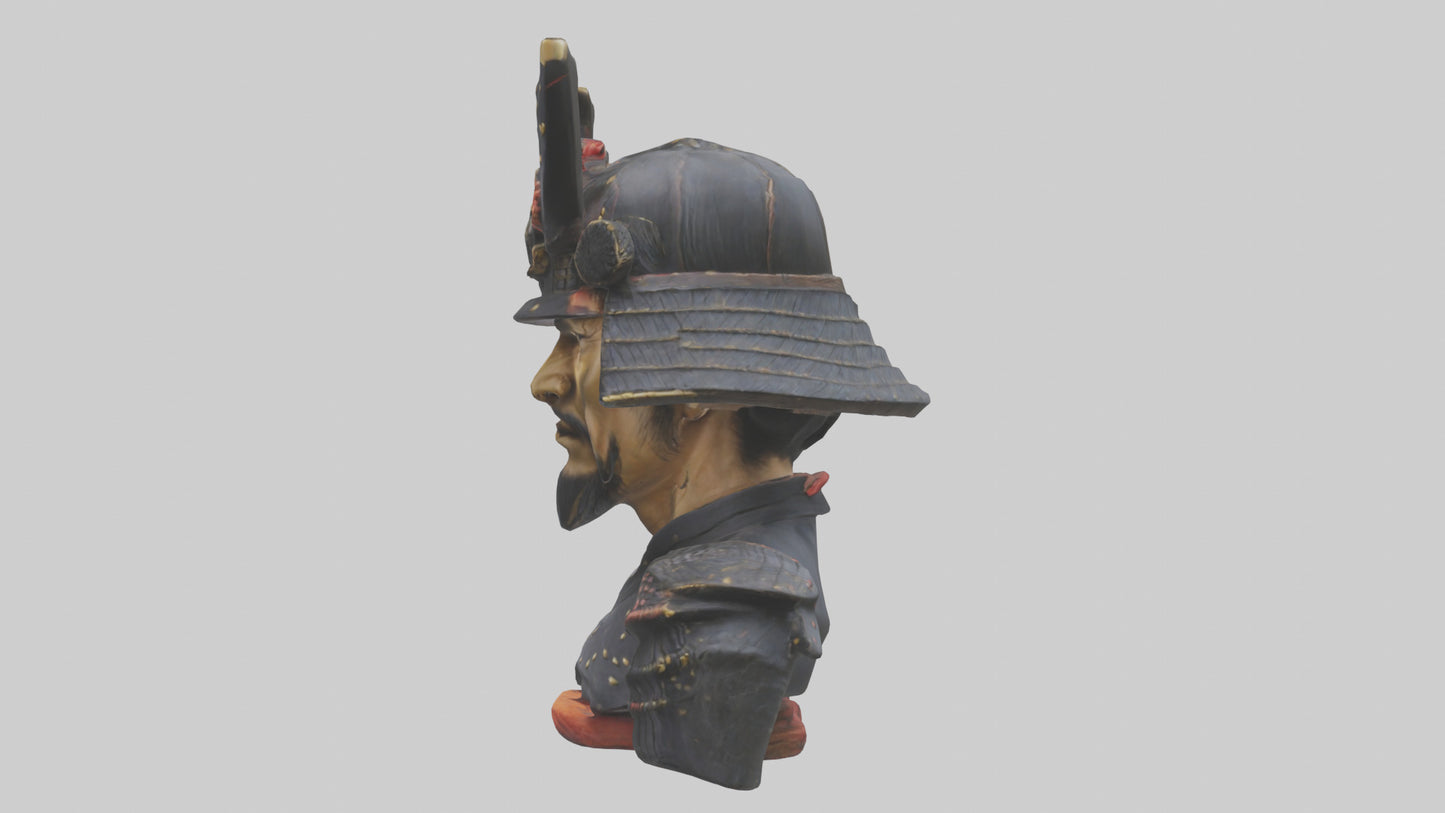 3D model Samurai warrior bust model VR / AR / low-poly