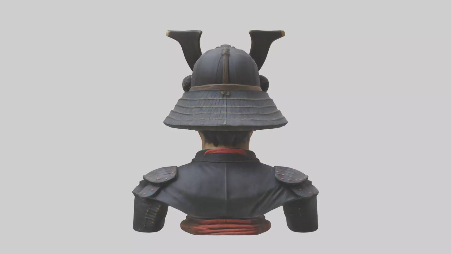 3D model Samurai warrior bust model VR / AR / low-poly