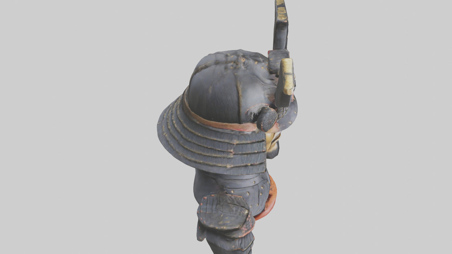 3D model Samurai warrior bust model VR / AR / low-poly