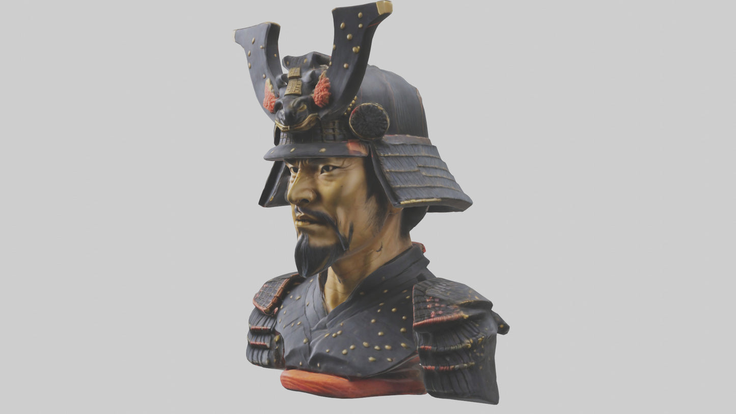 3D model Samurai warrior bust model VR / AR / low-poly