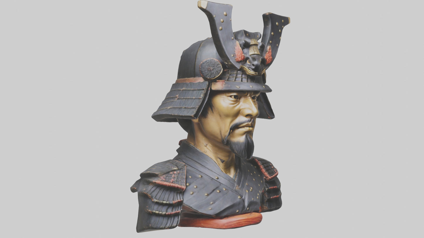 3D model Samurai warrior bust model VR / AR / low-poly