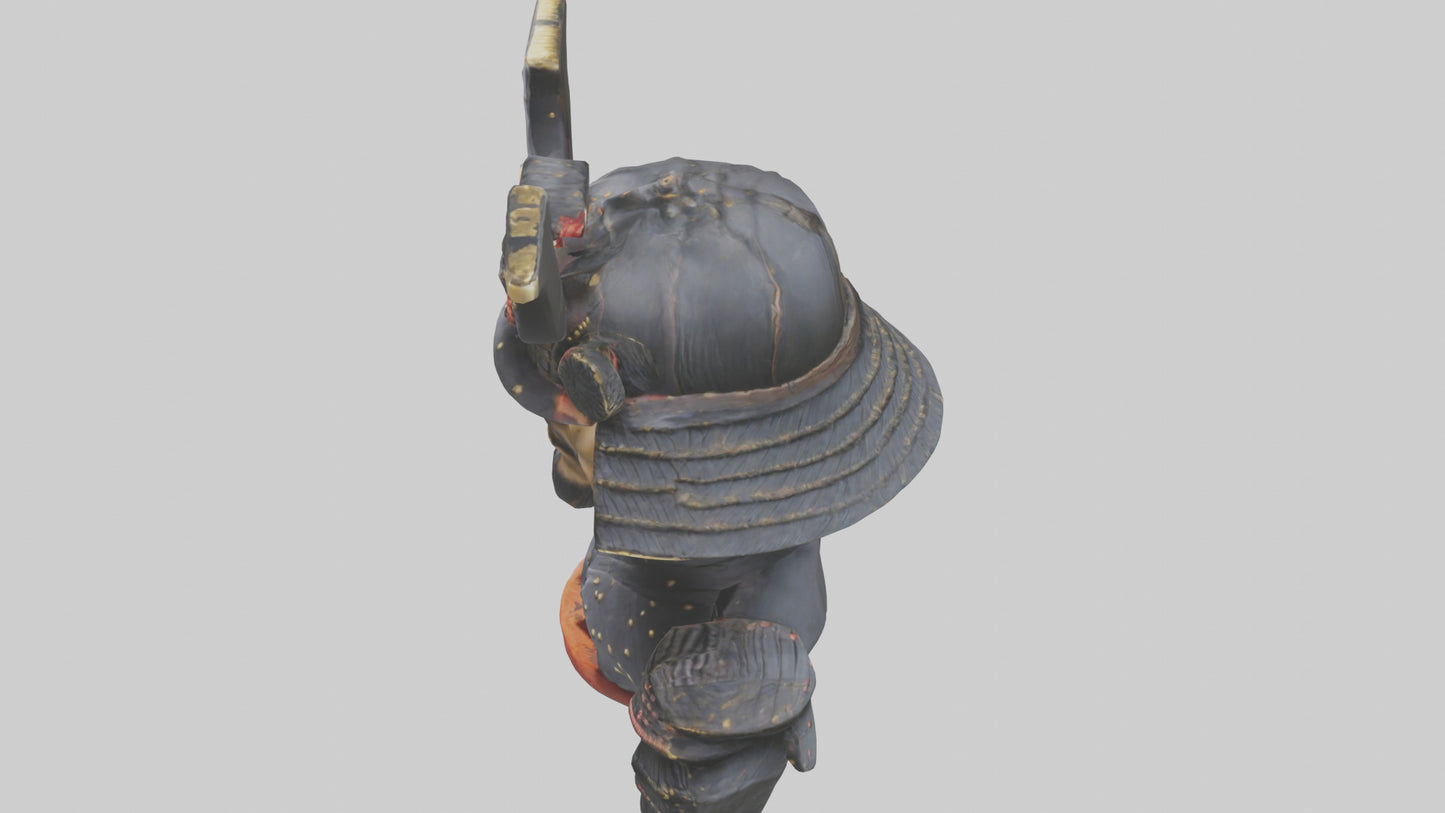 3D model Samurai warrior bust model VR / AR / low-poly