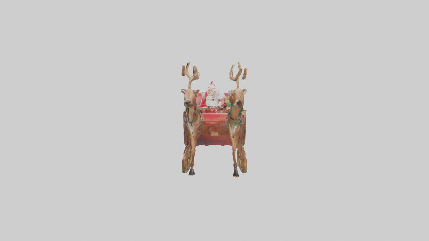 Santa Sleigh with Reindeer model VR / AR / low-poly