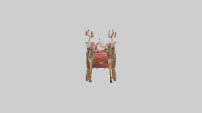 Santa Sleigh with Reindeer model VR / AR / low-poly
