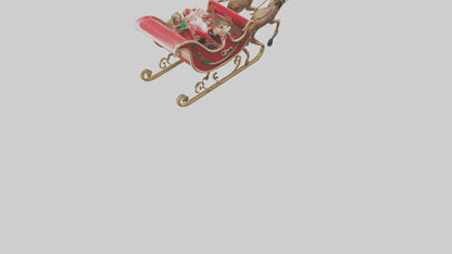 Santa Sleigh with Reindeer model VR / AR / low-poly