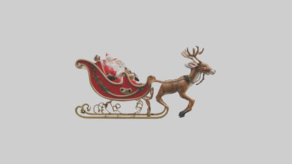 Santa Sleigh with Reindeer model VR / AR / low-poly