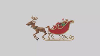 Santa Sleigh with Reindeer model VR / AR / low-poly