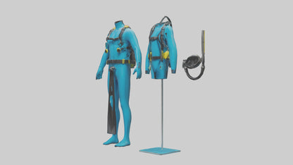 Scuba Diving Equipment model VR / AR / low-poly