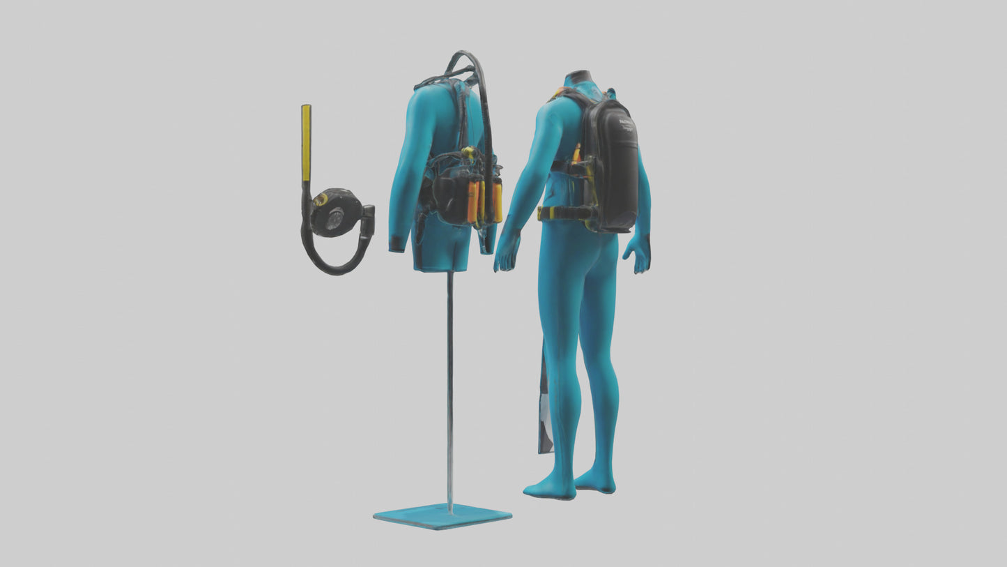 Scuba Diving Equipment model VR / AR / low-poly