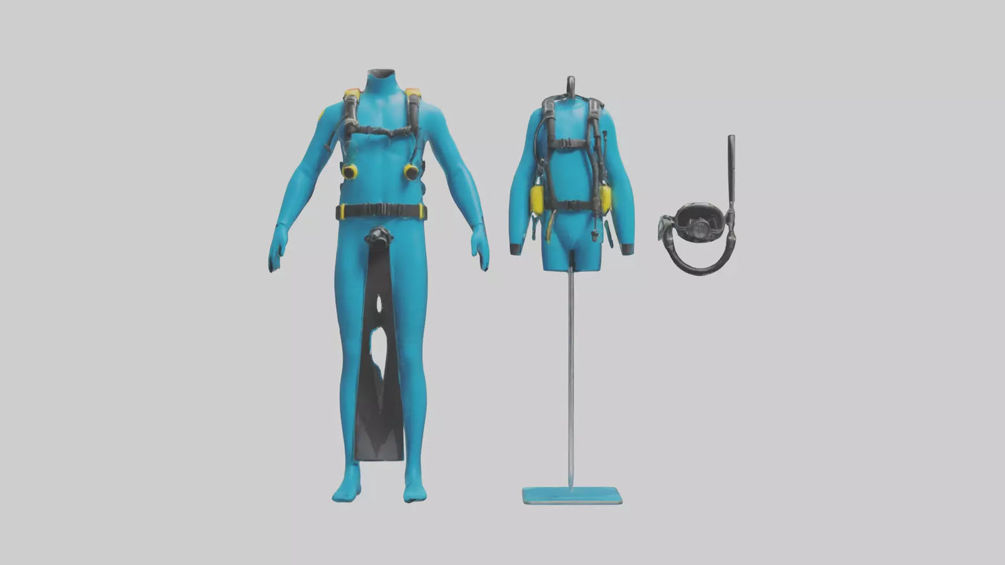 Scuba Diving Equipment model VR / AR / low-poly