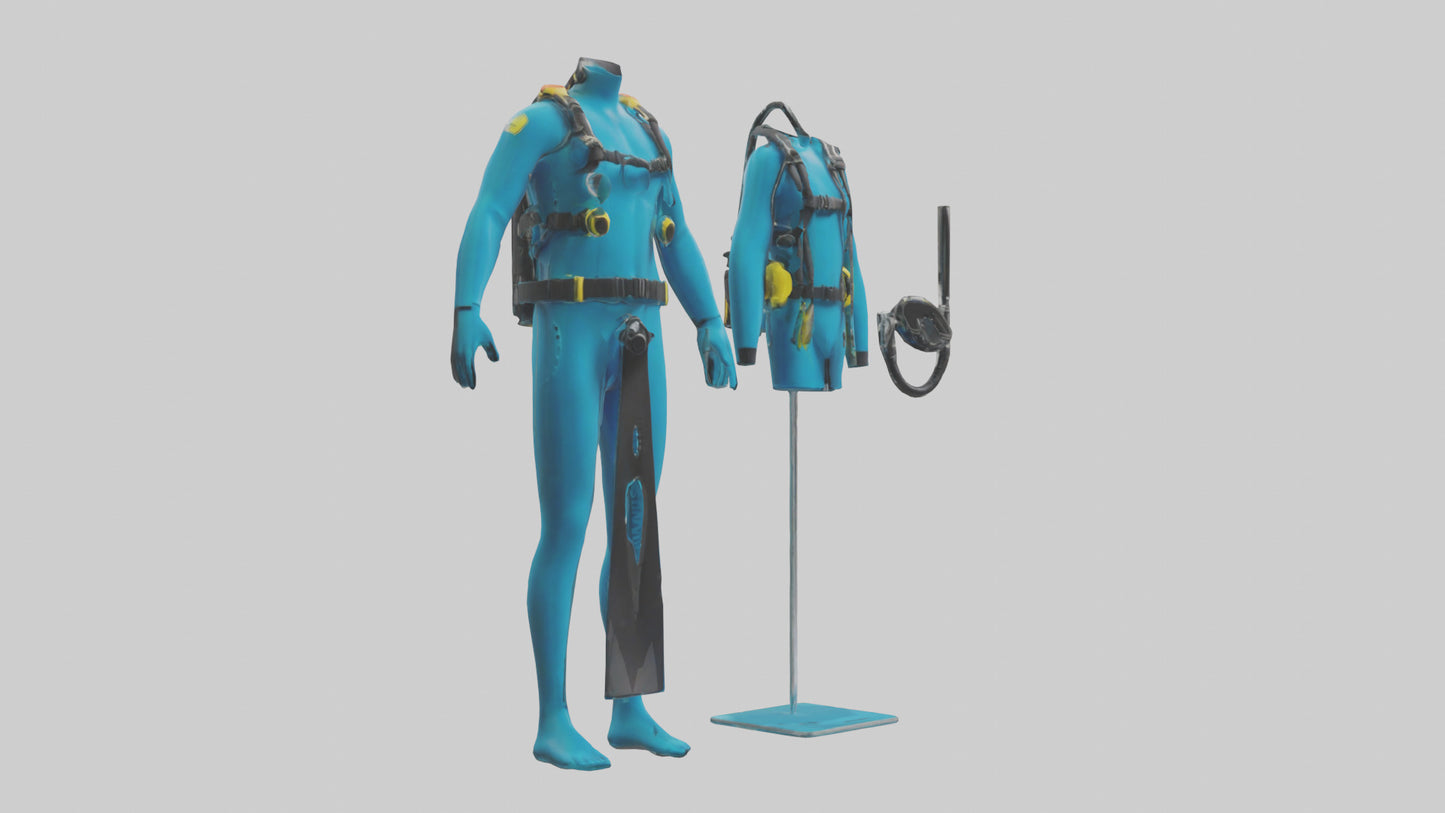 Scuba Diving Equipment model VR / AR / low-poly