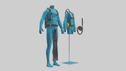 Scuba Diving Equipment model VR / AR / low-poly