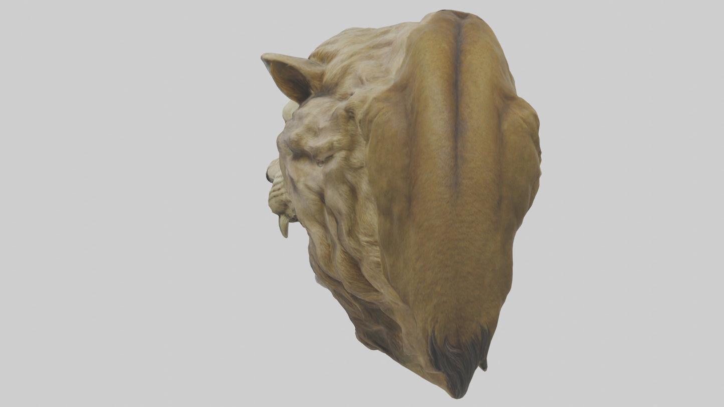 3D model Sculpted Lion head model VR / AR / low-poly