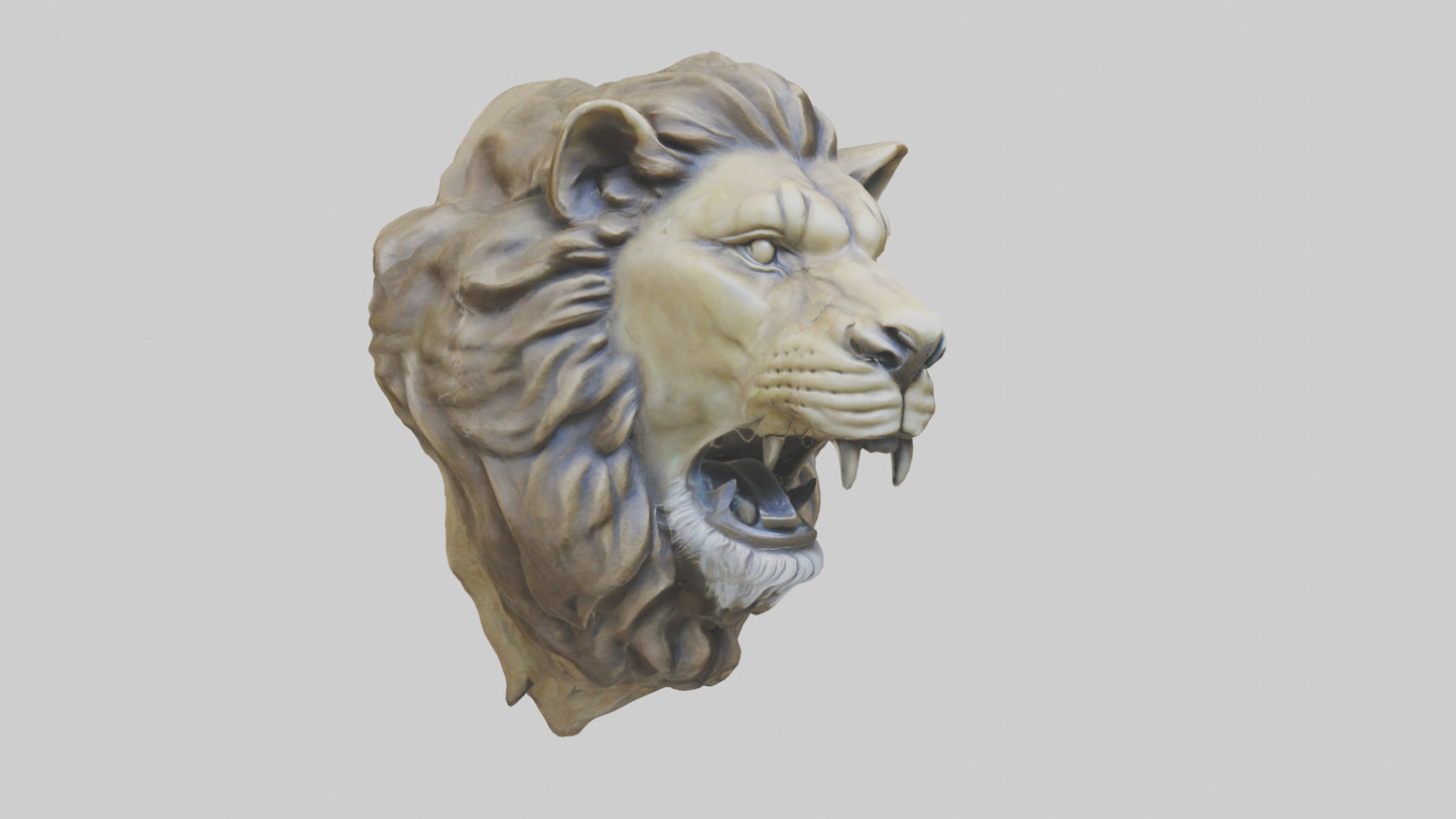 3D model Sculpted Lion head model VR / AR / low-poly