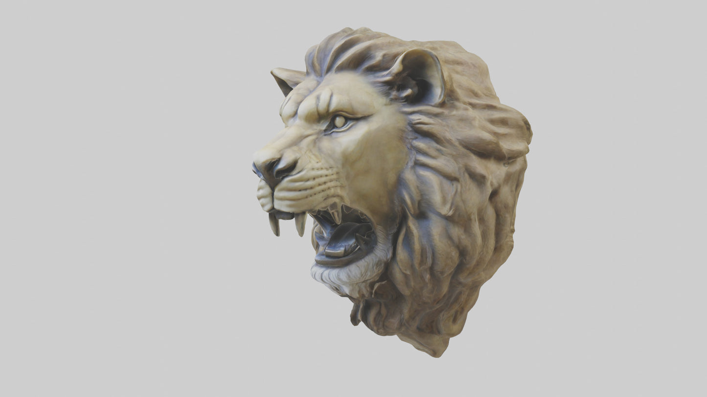 3D model Sculpted Lion head model VR / AR / low-poly