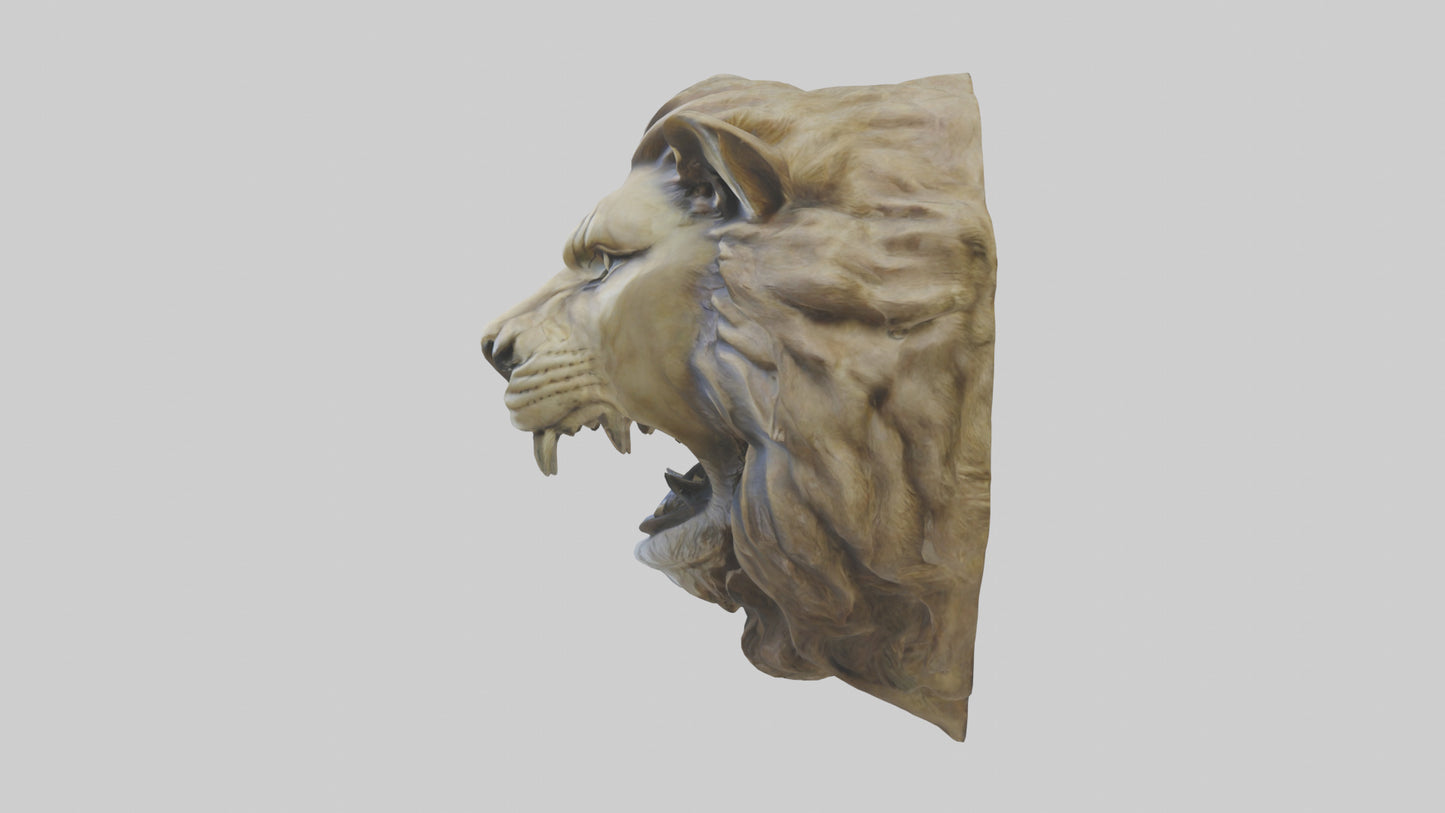 3D model Sculpted Lion head model VR / AR / low-poly