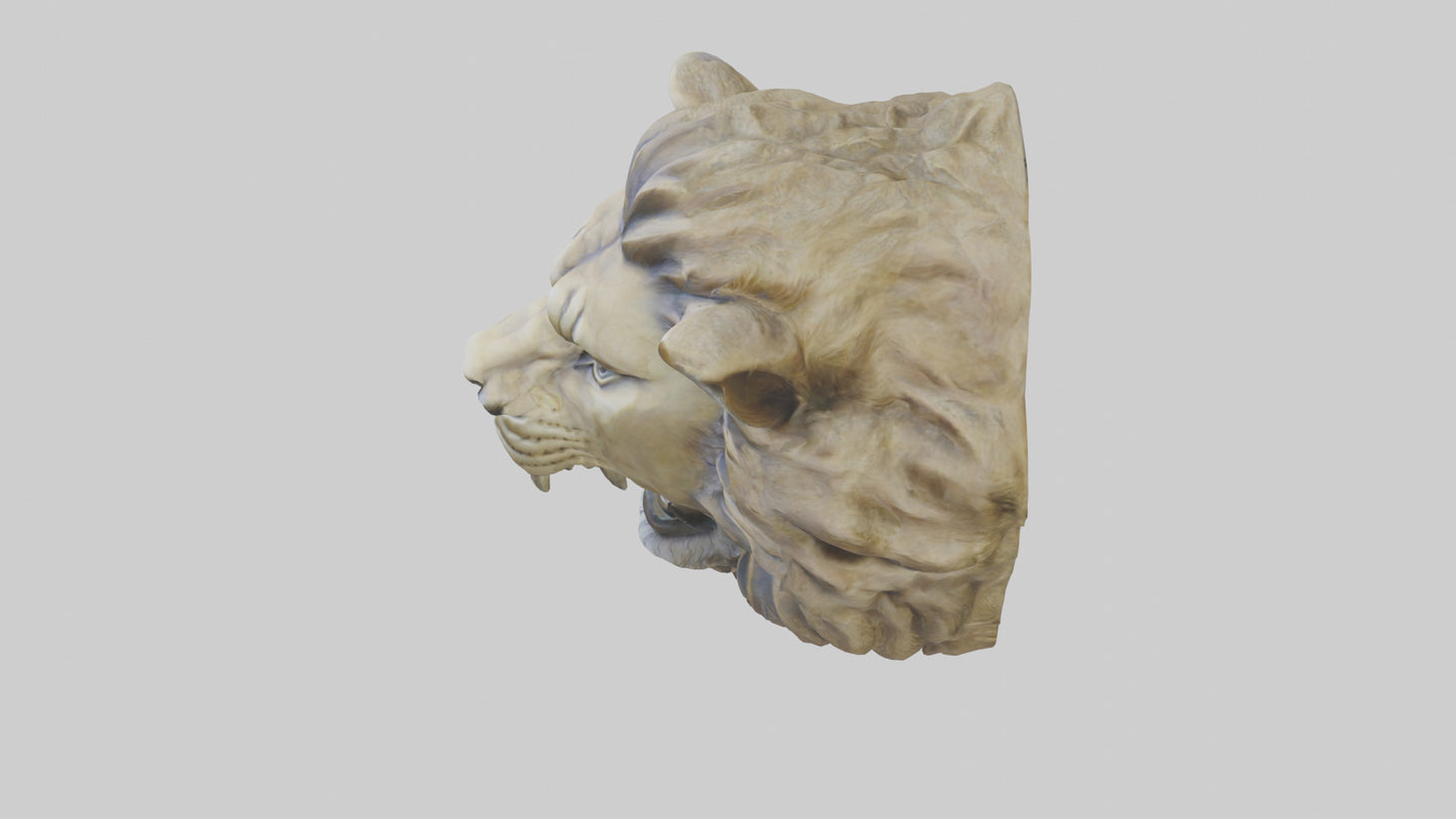 3D model Sculpted Lion head model VR / AR / low-poly
