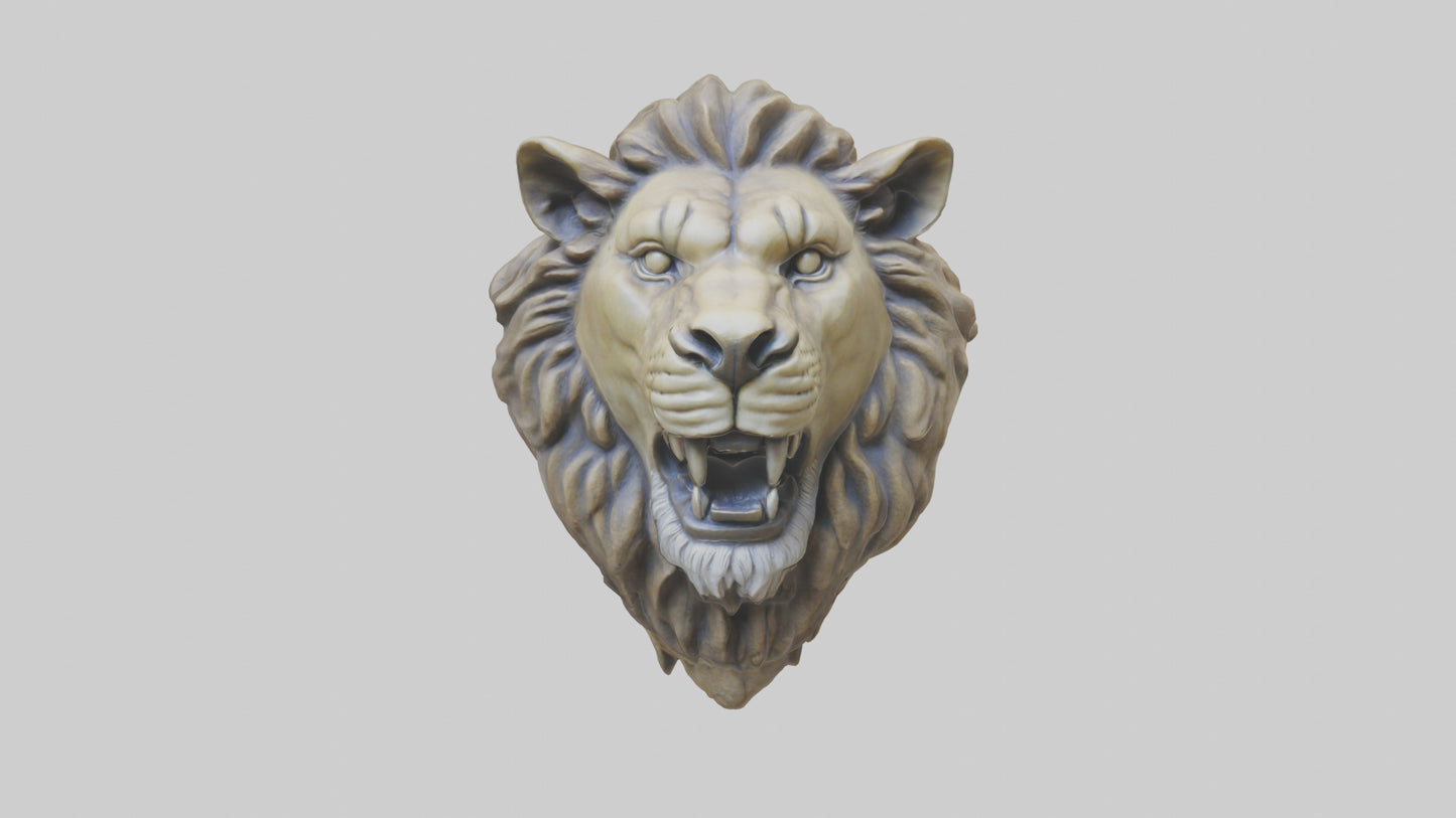 3D model Sculpted Lion head model VR / AR / low-poly