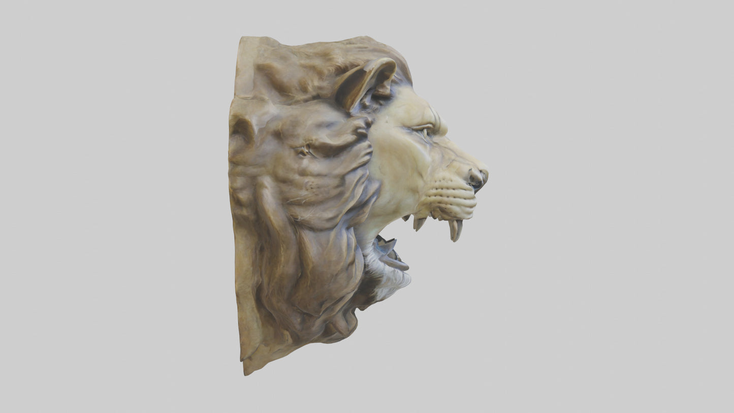 3D model Sculpted Lion head model VR / AR / low-poly