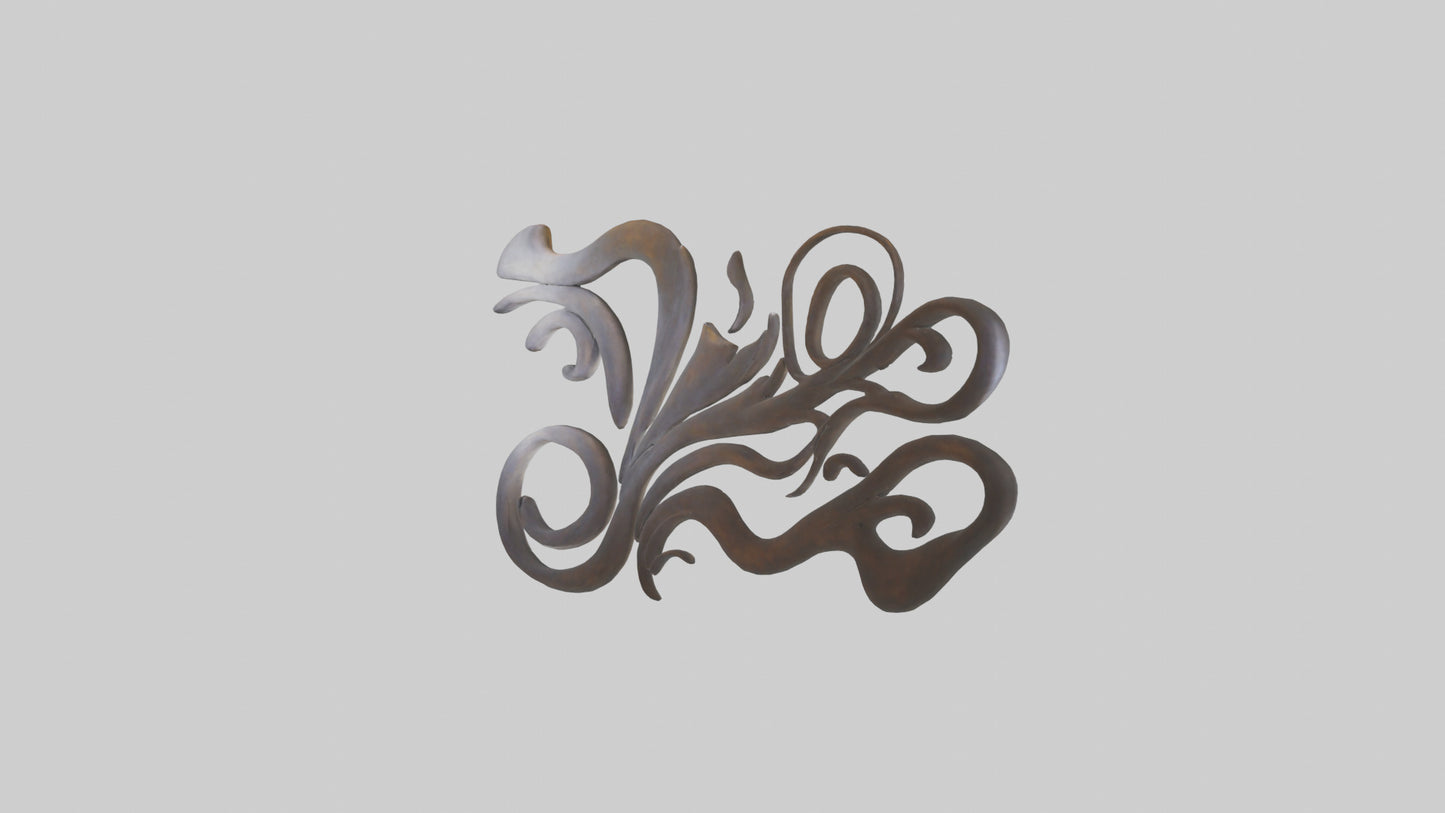 3D model Sculpted metal wall art model VR / AR / low-poly