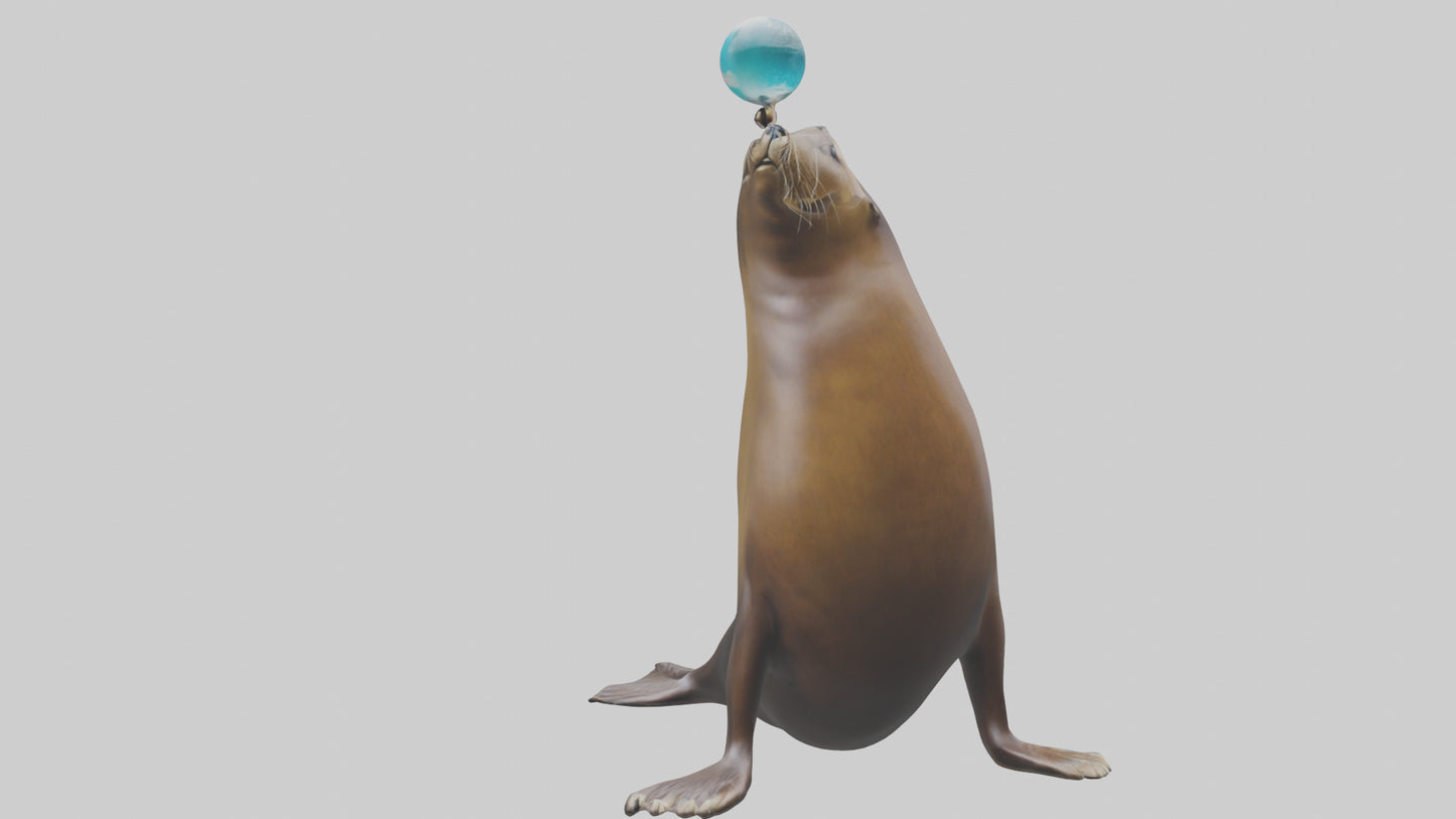 3D model Sea Lion balancing ball model VR / AR / low-poly
