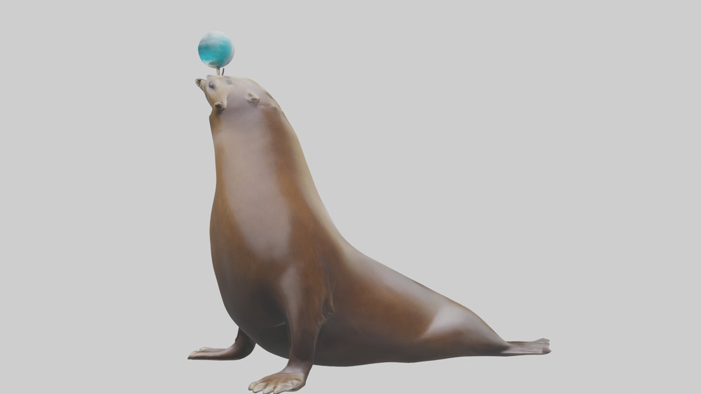 3D model Sea Lion balancing ball model VR / AR / low-poly