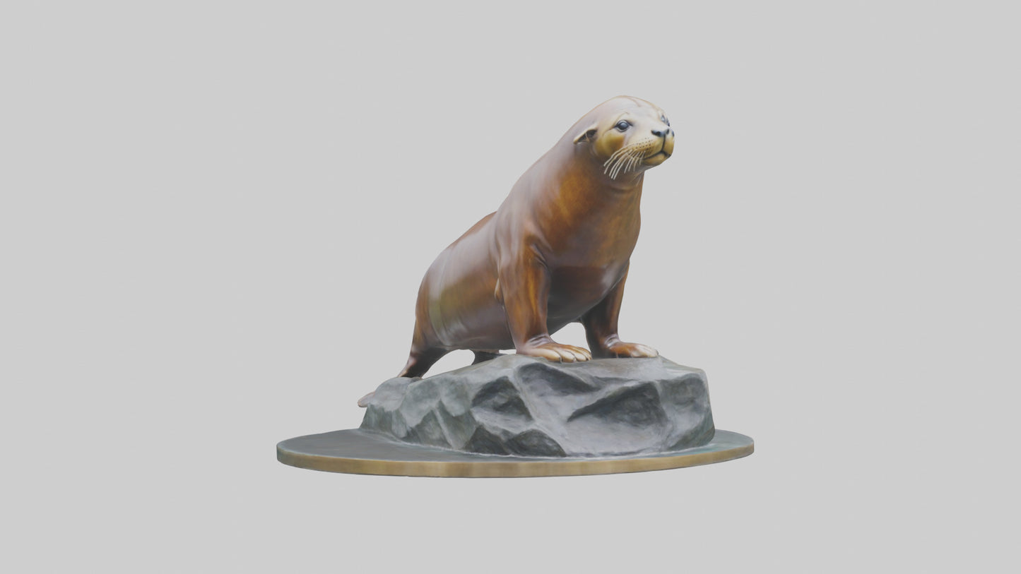 3D model Sea Lion statue model VR / AR / low-poly