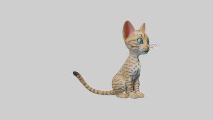 3D model Sitting Ocicat Cat model VR / AR / low-poly